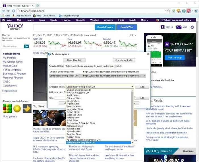 Slimjet browser ad-blocker-screensho